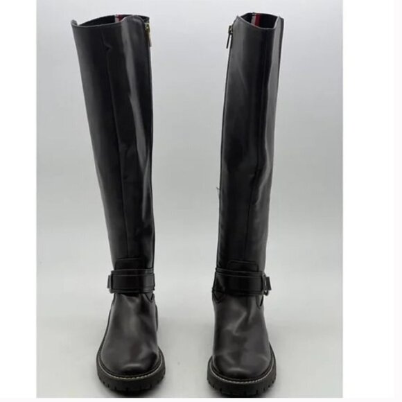 Tommy Hilfiger Jiola Lug Sole Riding Boots BLACK 5.5 NEW Equestrian - Picture 5 of 6